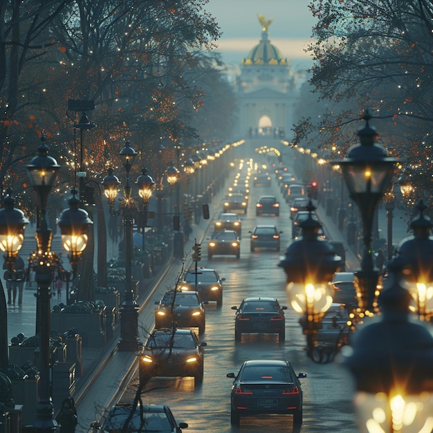 Straatverlichting in de mist's nachts Parijs Frankrijk Europa
