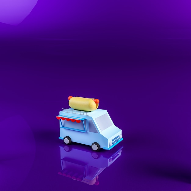 Straatvoedsel kiosk cartoon 3D render