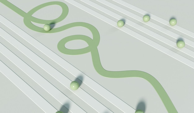 Straight line verses winding route Path to success Business strategic planning 3D Rendering