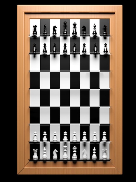 Straight up chess game in wooden frame