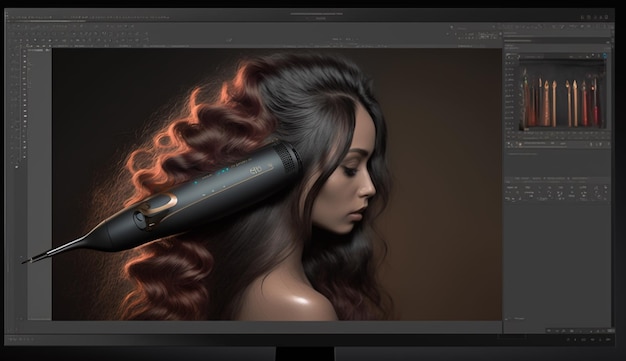 Foto immagine di illustrazione di remington in ceramica per capelli con ferro stirante arte generata dall'intelligenza artificiale