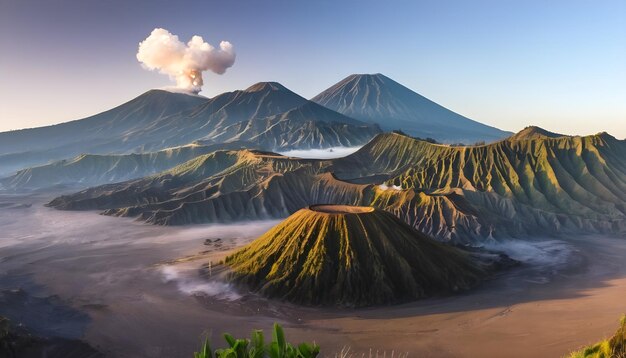 Strairway to Mount Bromo volcanoes in Bromo Tengger Semeru National Park East Java Indonesia