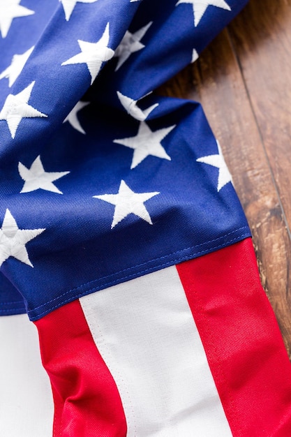 Strakke close-up van de sterren en strepen van een Amerikaanse vlag.