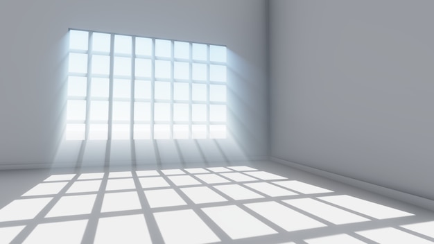 Stralen licht venster achtergrond, 3D-rendering