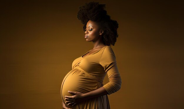 Stralende aanstaande moeder die haar baby teder aanraakt