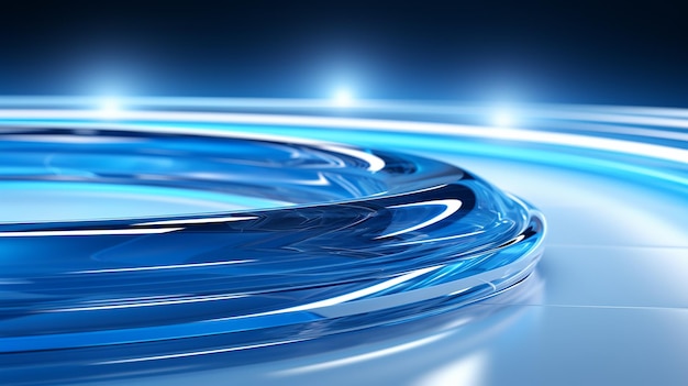 Stralende cirkels licht en cirkelvormige blauwe foto in energieke stijl