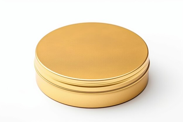 Stralende schoonheid een boeiende close-up van een glanzend gouden metalen potdop