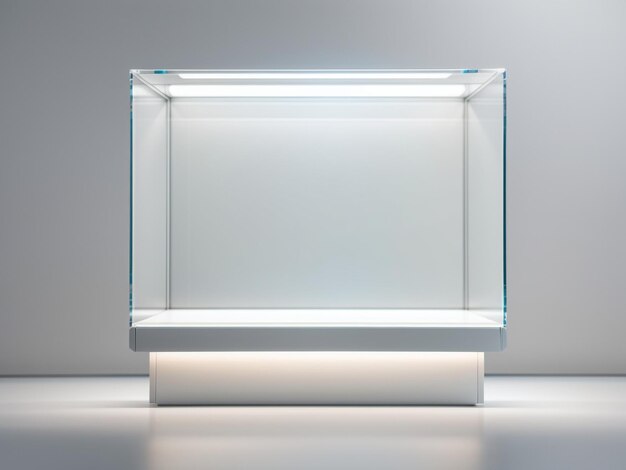 Stralende vitrine Blank verlichte glazen vitrine met MockUp-product