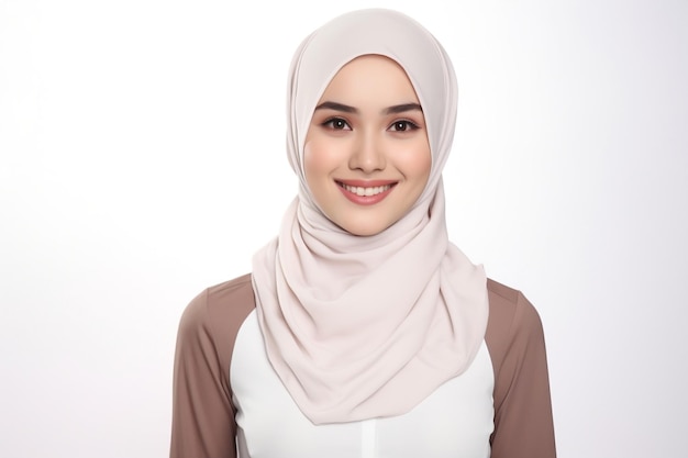 Stralende vreugde, gelukkige uitdrukking van een islamitische vrouwelijke student, generatieve AI