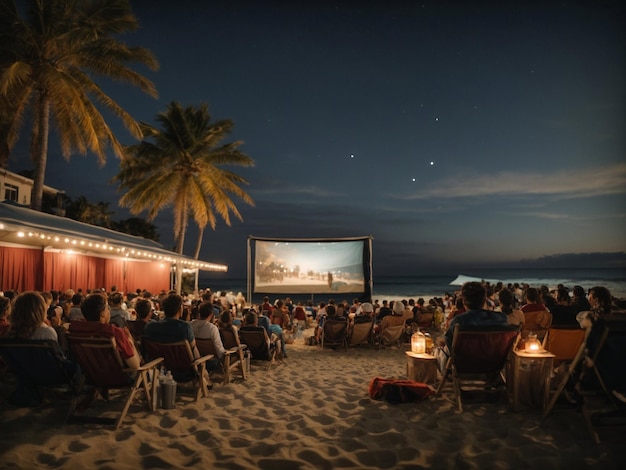 Foto strand bioscoop's nachts