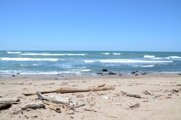 Strand en blauwe zee aan zee