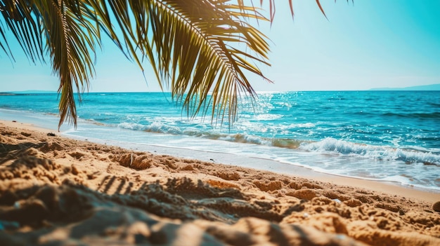 strand en palm op zee met mooie hemelachtergrond