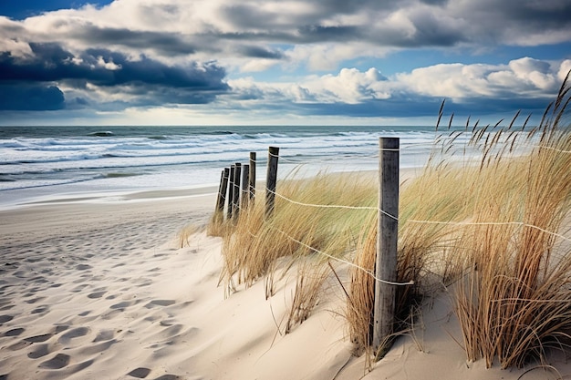 Strand in het resort Ustronie Morskie in Polen