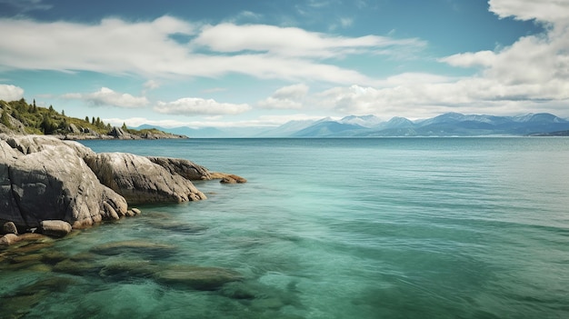 Strand met blauwe wolk Generatieve AI