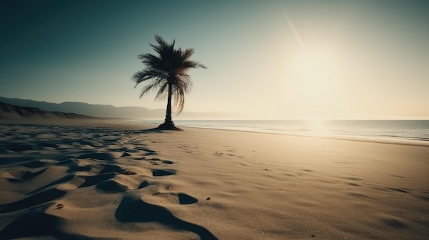 Strand met palmboom