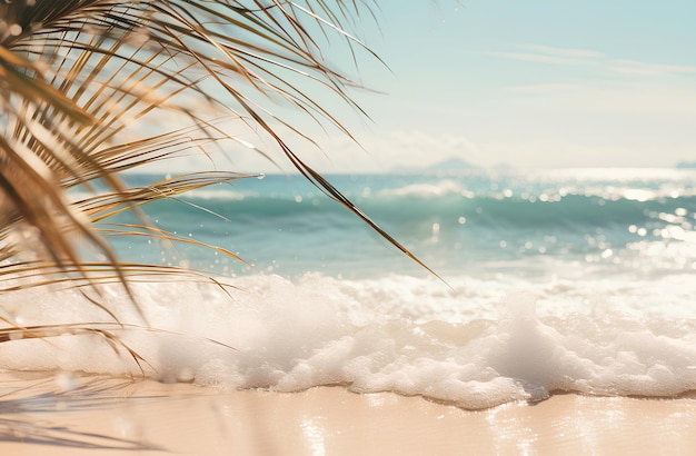 Strand met palmen en een oceaan in de stijl van zachte