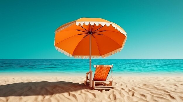 Strand met paraplu zomer en vakantie concept