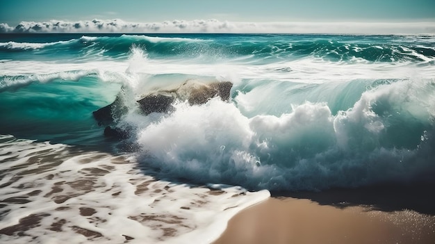 Strand met zeegolven generatieve ai