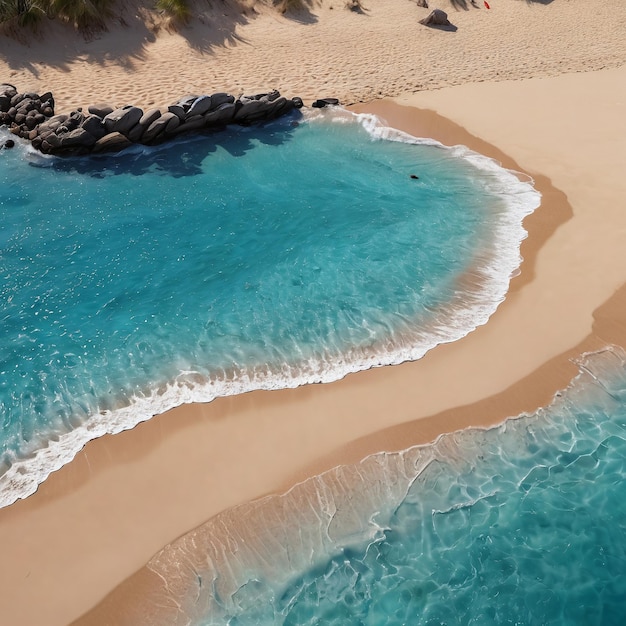 strand mockup achtergrond een strand met blauw water en zand