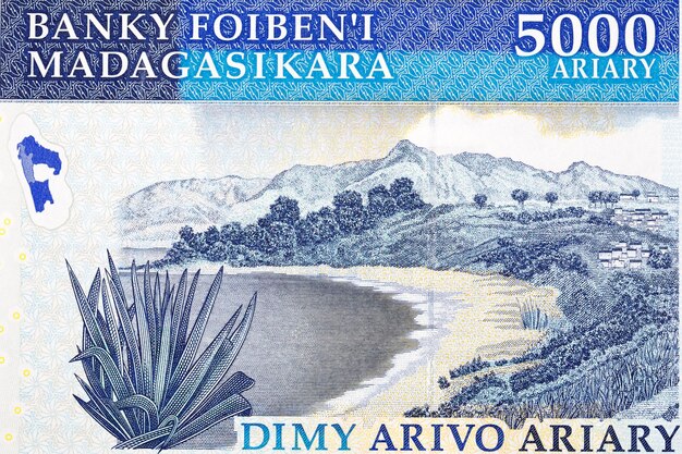 Strand van oud Malagassisch geld Ariary