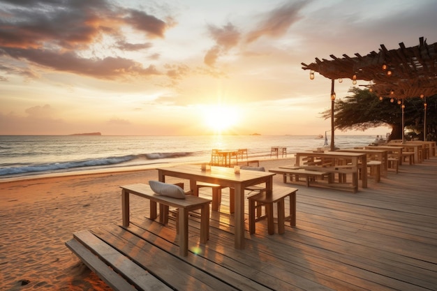 Strandbar zonsondergang Zomervakantie Generate Ai