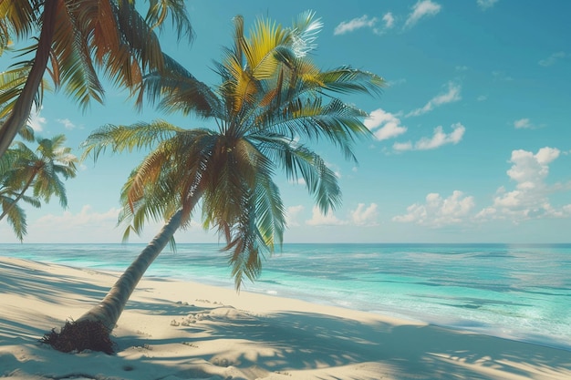 Stranden met palmbomen bij de zee