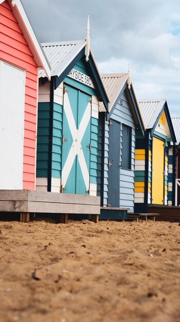 Foto strandhutten tegen sky brighton strandhutten