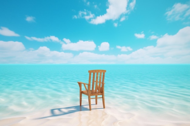 Strandstoel op tropisch strand met blauwe lucht en zee achtergrond