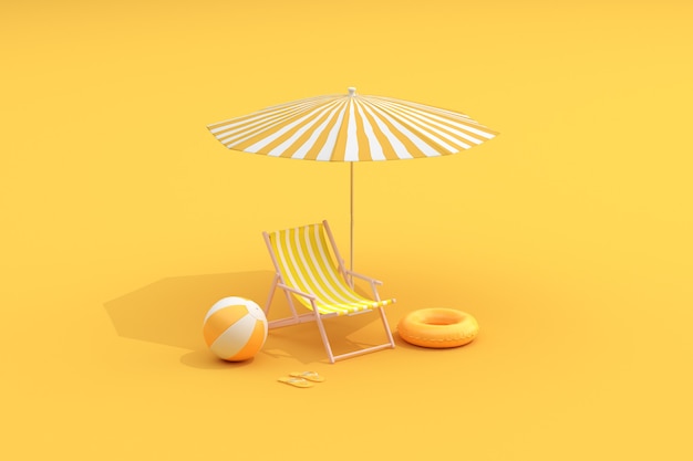 Strandstoelen en parasol, zomerconcept.