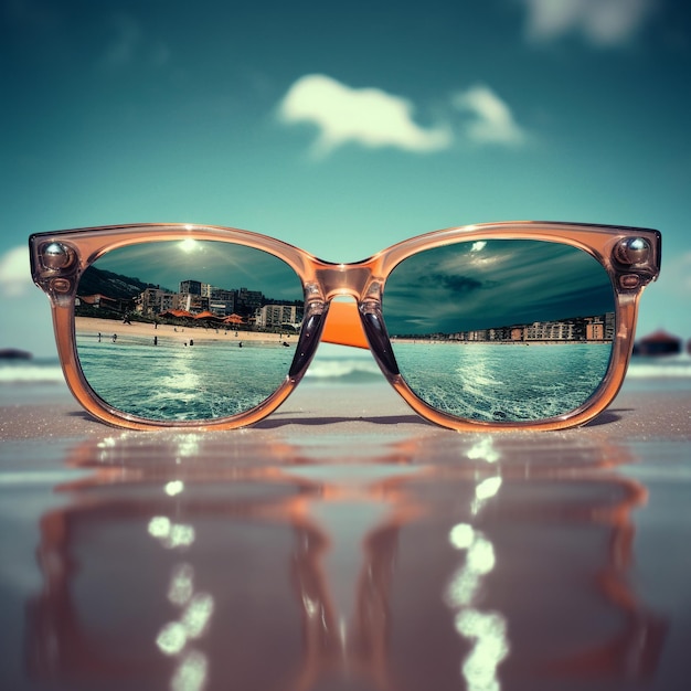 Strandtafereel met zonnebril