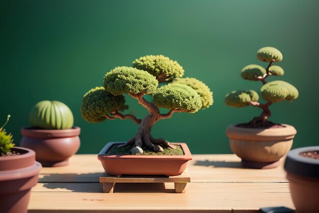 Strange beautiful potted bonsai ornamental plants indoor decoration elegant life atmosphere