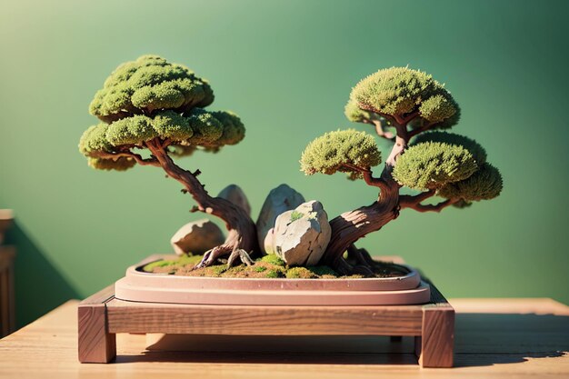 Strange beautiful potted bonsai ornamental plants indoor decoration elegant life atmosphere