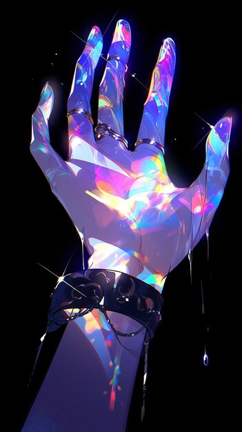 Странная гландёрская психоделическая рука иллюстрации радуги