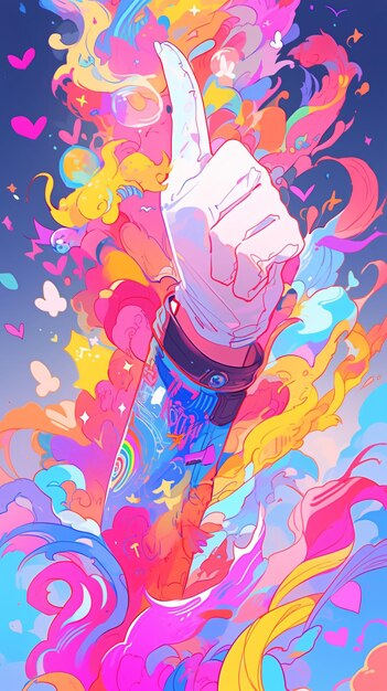 Strange glandeur psychedelic rainbowcore illustration hand