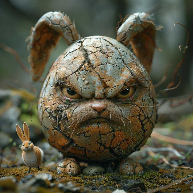 Foto una creatura dall'aspetto strano con una testa di coniglio