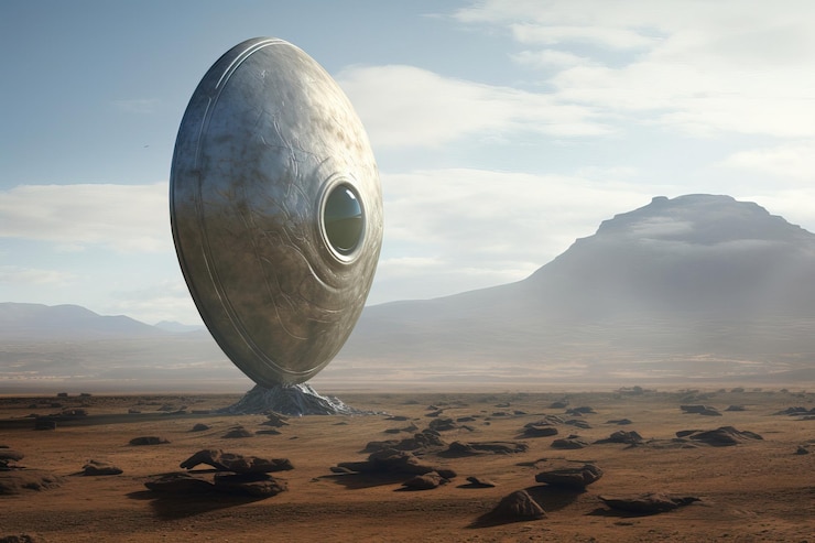 Photo a strange object in the desert