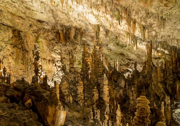 Strange rock formations underground in cave system