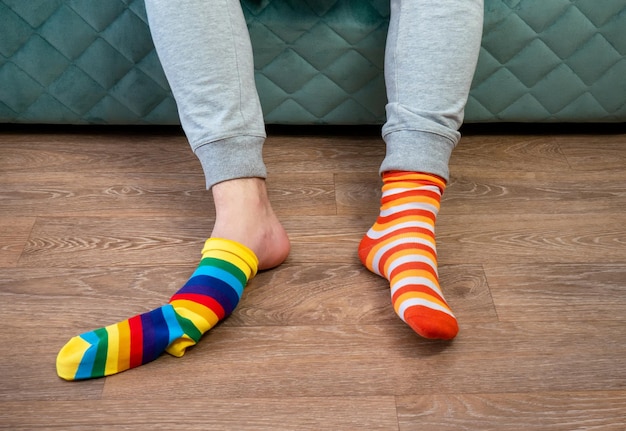 Photo strange socks day lonely sock day social problem bullying strange socks as symbol of down syndrome