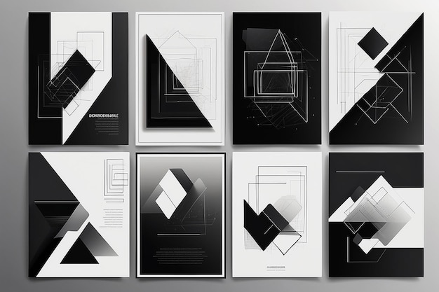 Photo strange wireframes of geometrical shapes and black geometric figures