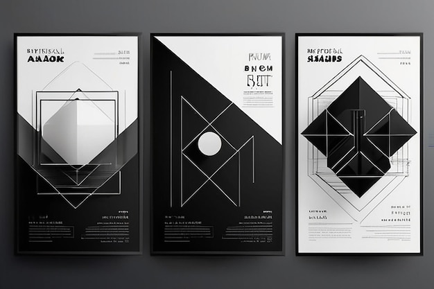 Фото Странные проволочные рамки геометрических форм и черные геометрические фигуры