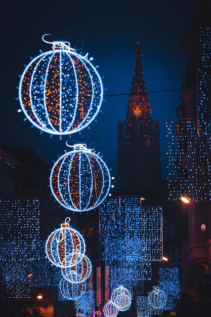strasbourg france - december 2018 - new christmas decorations and illuminations in historic centre