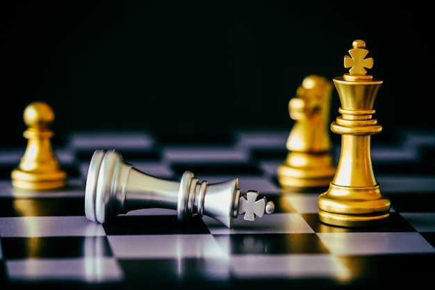 Strategy chess battle Intelligence challenge game on chessboard. 