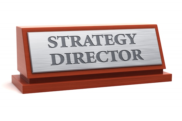 Strategy Director job title on nameplate