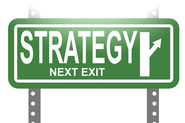 Strategy green sign board isolated