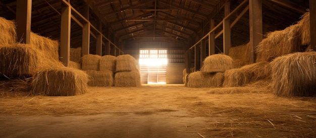 Photo straw in the barn postharvest