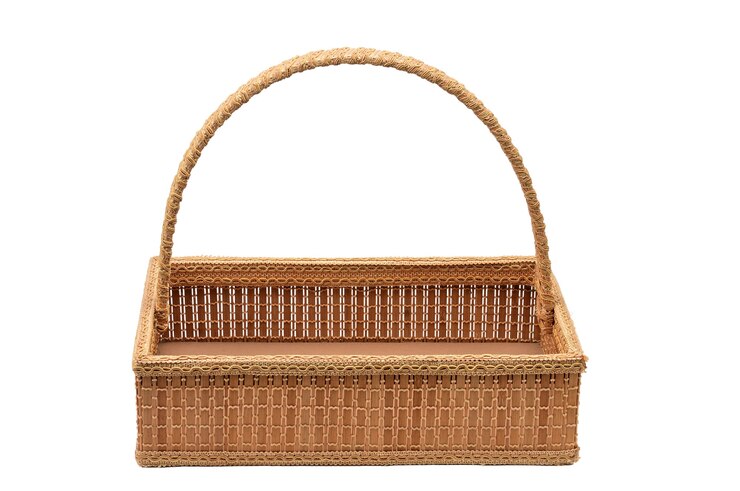 Photo straw basket isolated