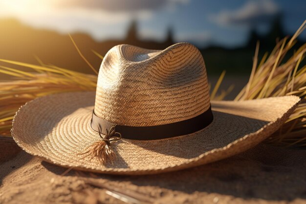 Straw cowboy hat adding elegance to a summer adventure