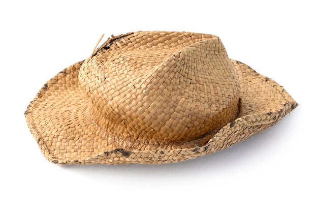 straw hat old isolated