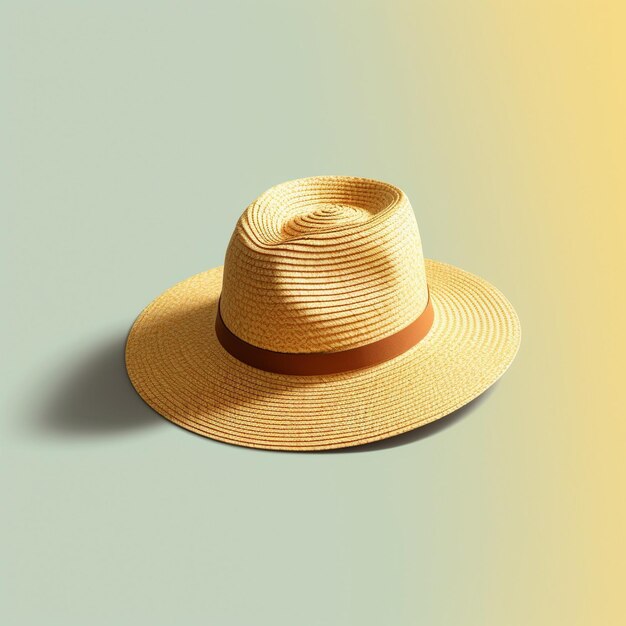 a straw hat with a brown band and a brown band.