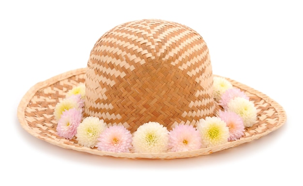 Straw hat with flowers